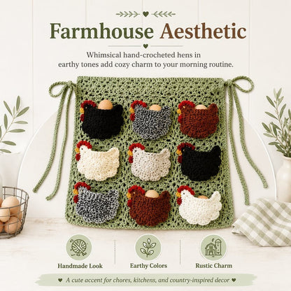 🏆Limited Time Sale 49% OFF🐓🥚 Handmade Crochet Chicken Egg Collecting Apron