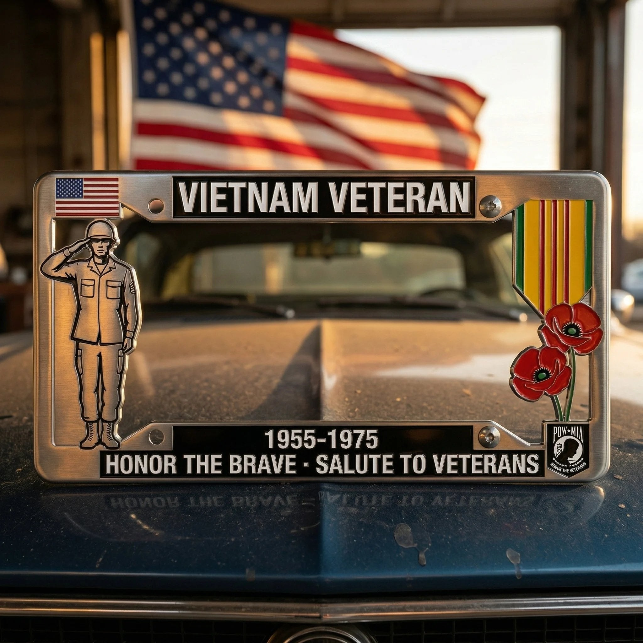 🚗🚗July 4th Gift Hot Sale--Vietnam Veteran Tribute License Plate Frame | Perfect for Front & Rear Use