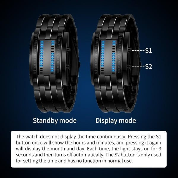 ⌚ 50% OFF NOW! 🤓 Cyberpunk Binary LED Watch – "Only Geeks Get It" – Futuristic, unique & eye-catching with blue LED display 💙