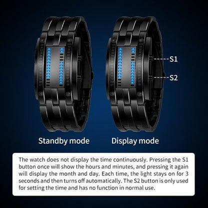 ⌚ 50% OFF NOW! 🤓 Cyberpunk Binary LED Watch – "Only Geeks Get It" – Futuristic, unique & eye-catching with blue LED display 💙