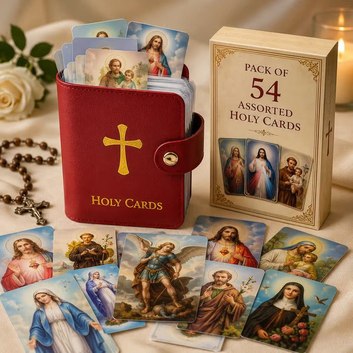 ✝️ Catholic Faux Leather Holy Card Holder – Pocket Prayer Card Organizer with Snap Closure