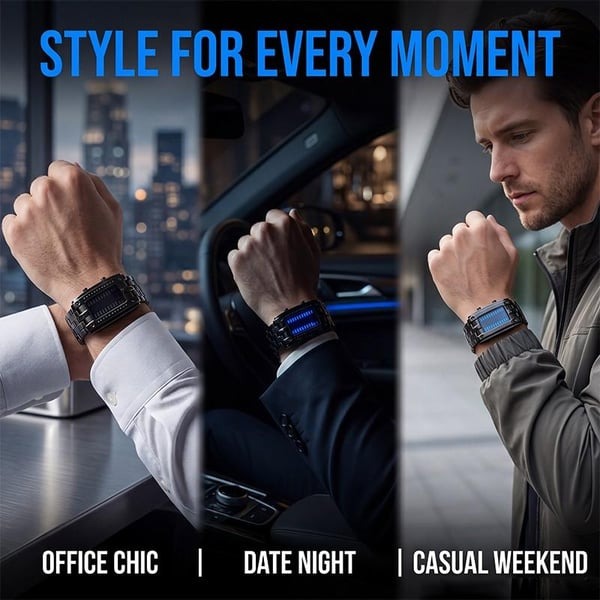 ⌚ 50% OFF NOW! 🤓 Cyberpunk Binary LED Watch – "Only Geeks Get It" – Futuristic, unique & eye-catching with blue LED display 💙