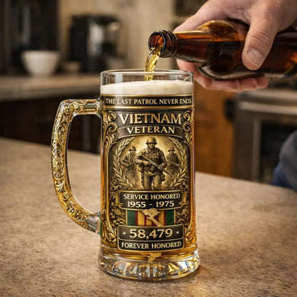 ❤️Vietnam Veteran Anniversary Beer Stein Glass