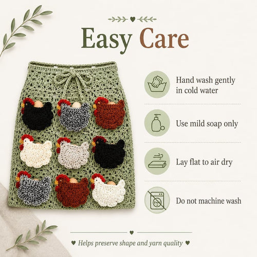 🏆Limited Time Sale 49% OFF🐓🥚 Handmade Crochet Chicken Egg Collecting Apron