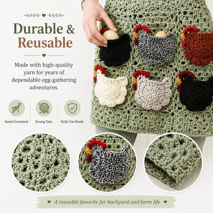 🏆Limited Time Sale 49% OFF🐓🥚 Handmade Crochet Chicken Egg Collecting Apron