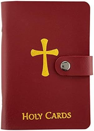 ✝️ Catholic Faux Leather Holy Card Holder – Pocket Prayer Card Organizer with Snap Closure