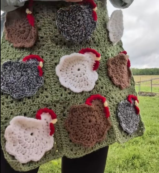 🏆Limited Time Sale 49% OFF🐓🥚 Handmade Crochet Chicken Egg Collecting Apron
