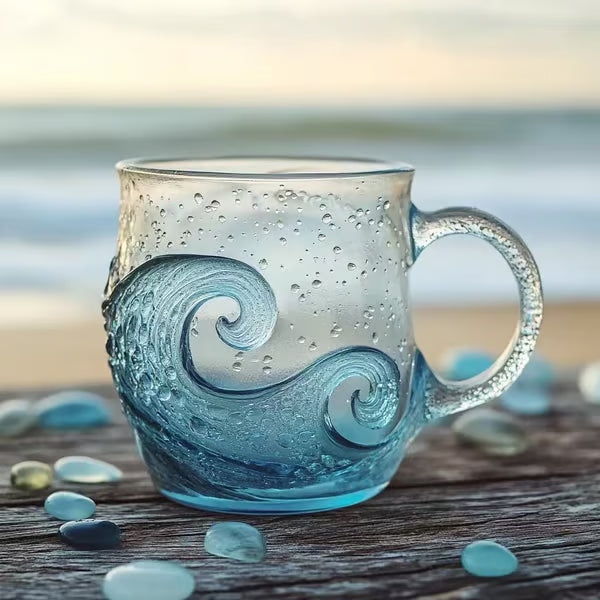 🎄Unique gift🔥 handmade sea glass wave cup🎁