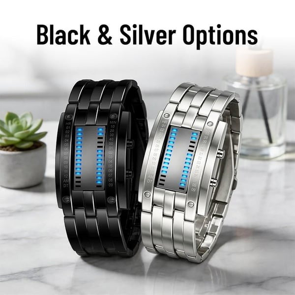 ⌚ 50% OFF NOW! 🤓 Cyberpunk Binary LED Watch – "Only Geeks Get It" – Futuristic, unique & eye-catching with blue LED display 💙