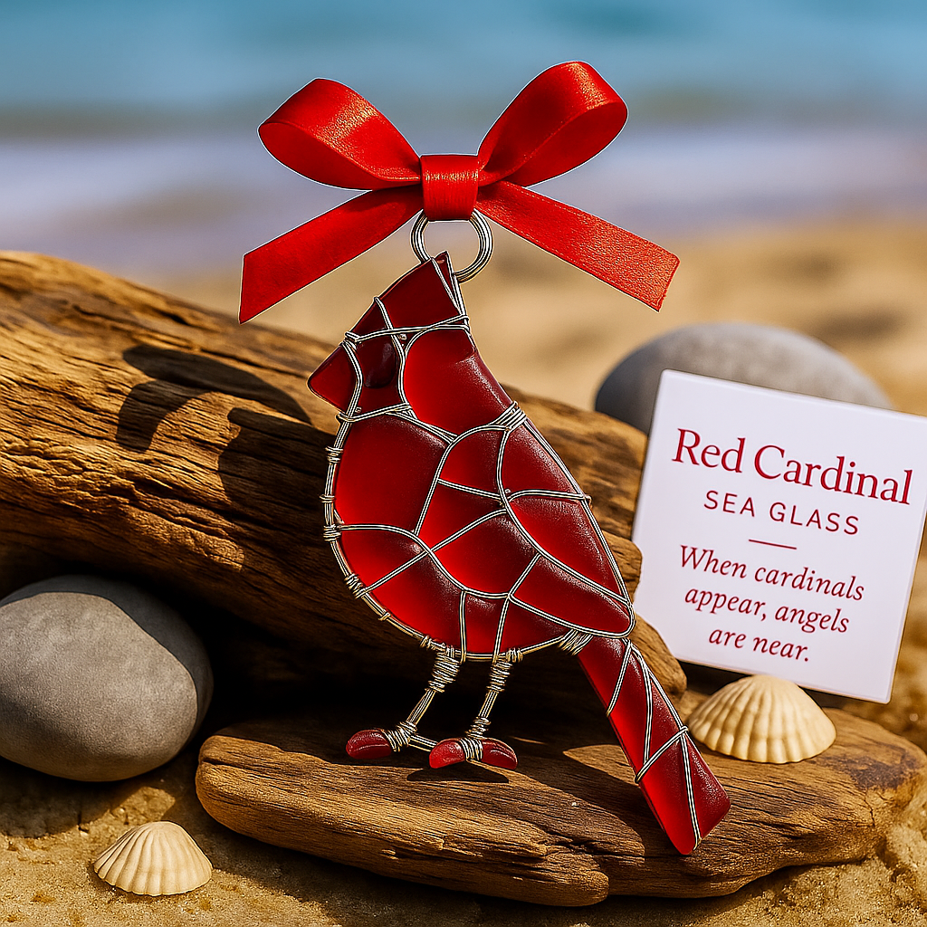 🌊Handmade Sea Glass Bird Ornament