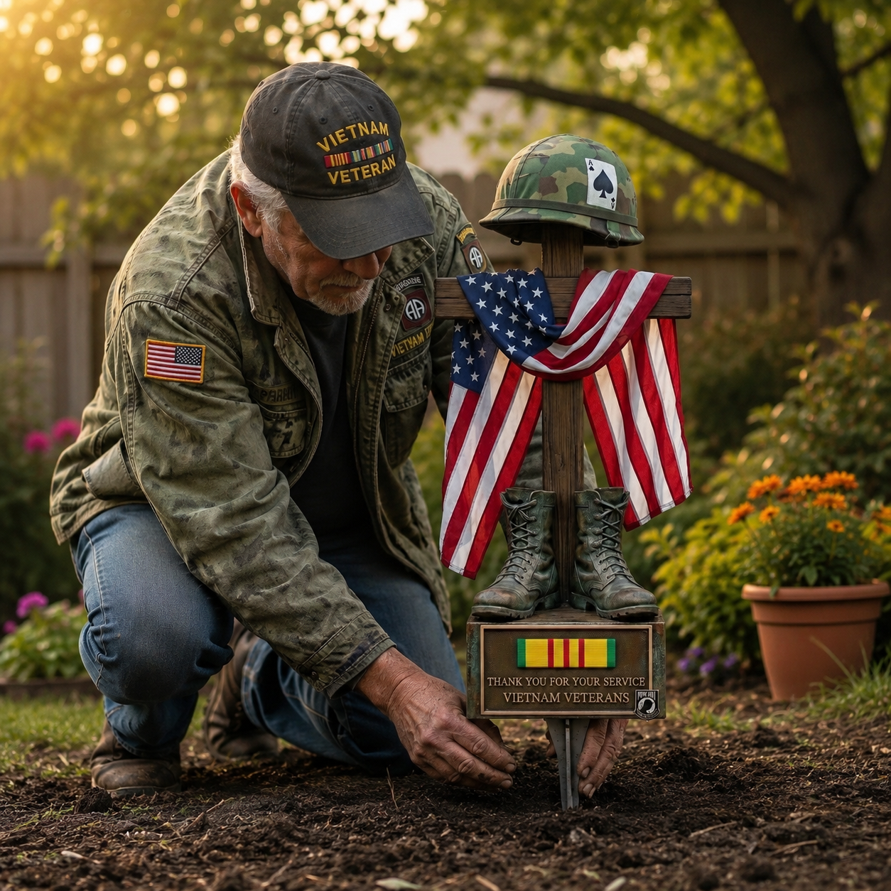 ✝️Last Day Promo: 50% OFF 🎖️-Vietnam Veteran Battlefield Cross Memorial Garden Stake