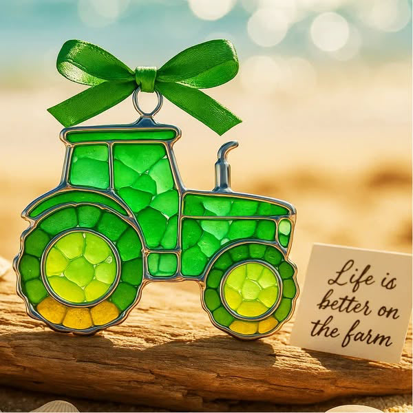 🔥 Black Friday--🚜Tractor Sea Glass Ornament