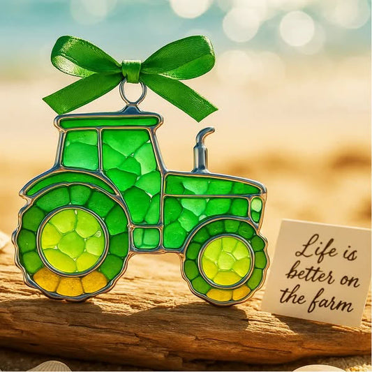 🔥 Black Friday--🚜Tractor Sea Glass Ornament