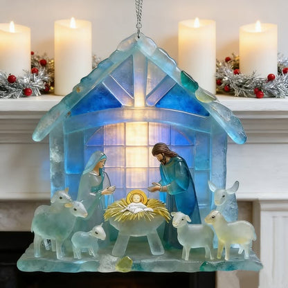 🔥 Black Friday--🌊Christmas scene Jesus Sea Glass Ornament