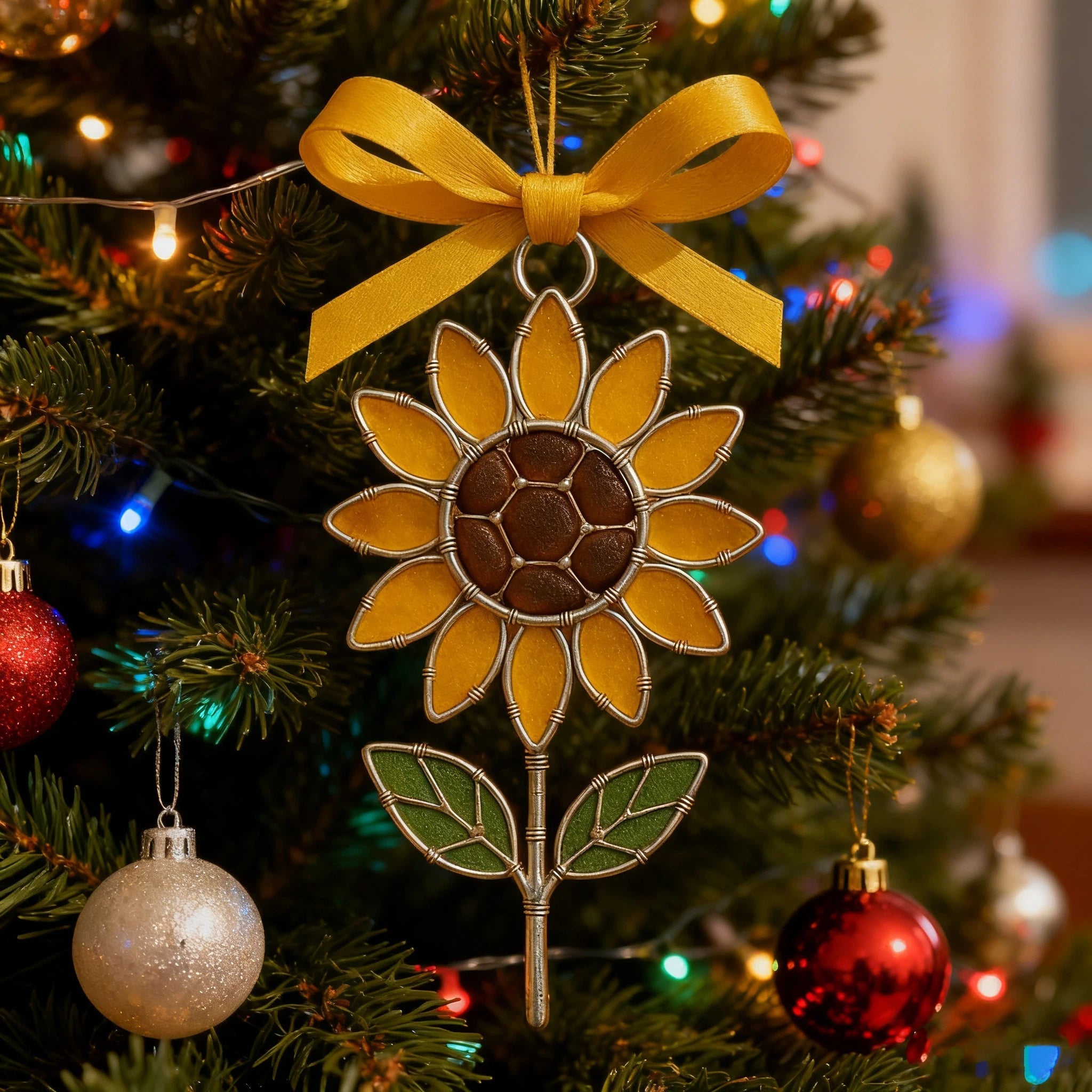 🌲Christmas Gift 50% Off--The "Coastal Blooms" Collection: Handmade Sea Glass Flower Ornaments with Meaning Card