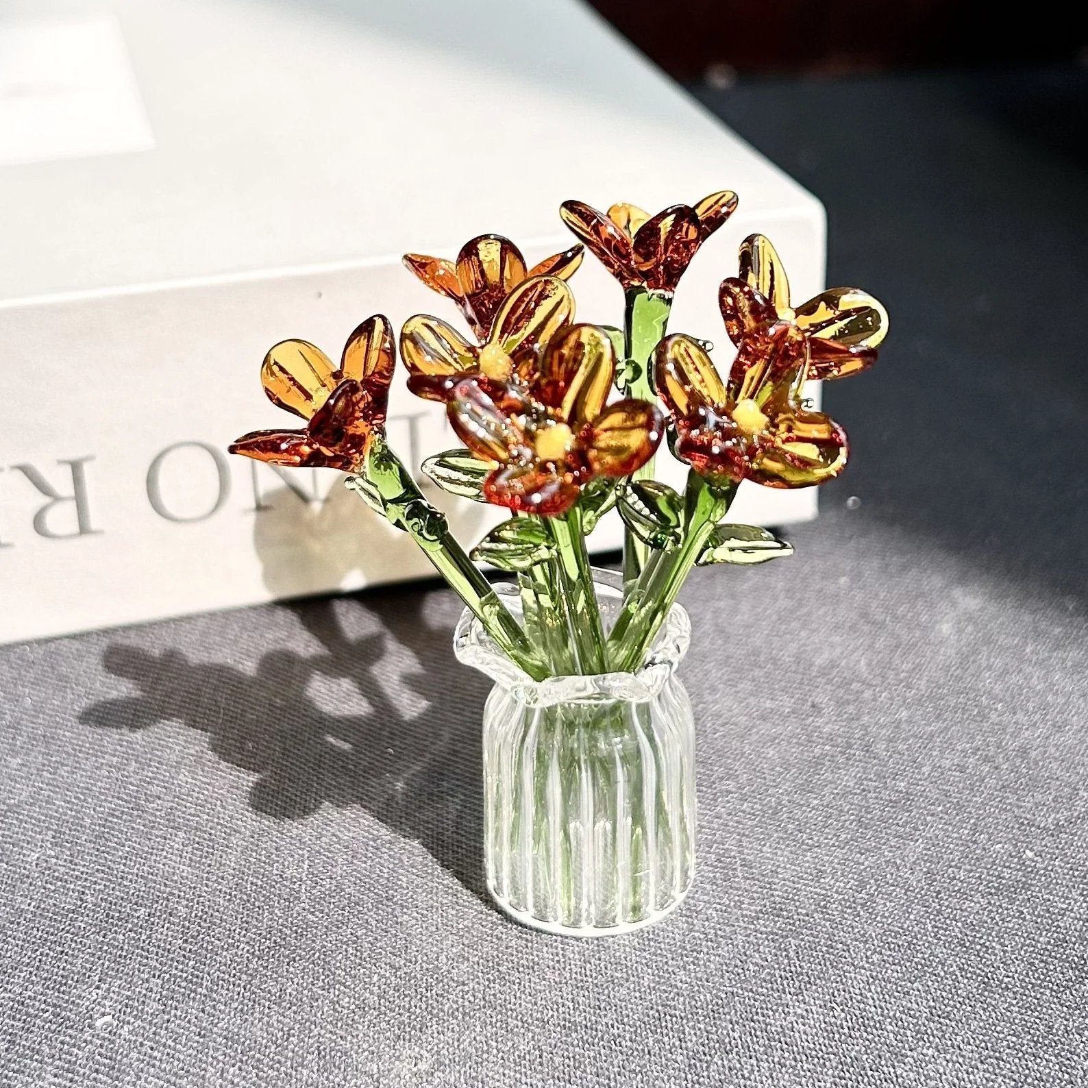 🌸2026 Mother's Day Gifts 50% Off--🎁Mini Glass Flower Ornament Crafts Artificial Flower Floral Figurine