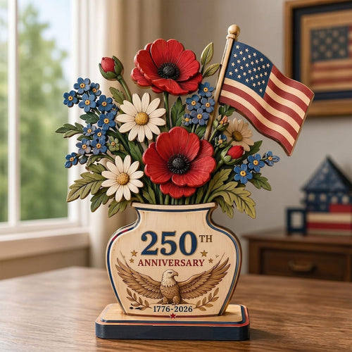 🎇🎇250th Anniversary Patriotic Flower Wooden Block Centerpiece 🇺🇸
