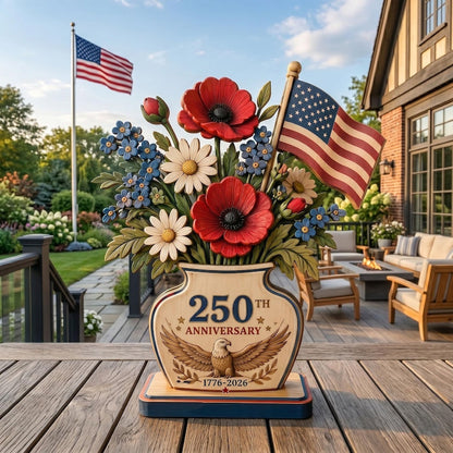🎇🎇250th Anniversary Patriotic Flower Wooden Block Centerpiece 🇺🇸