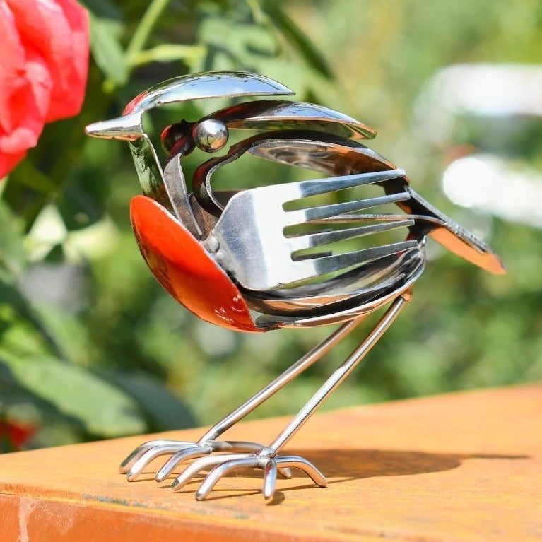 🐦 Recycled Cutlery Bird Sculpture – Handcrafted Metal Art