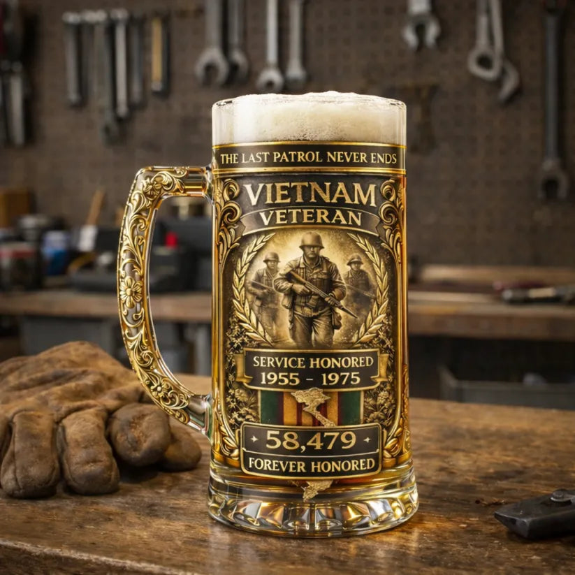 ❤️Vietnam Veteran Anniversary Beer Stein Glass