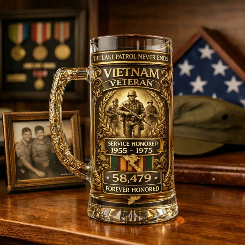 ❤️Vietnam Veteran Anniversary Beer Stein Glass
