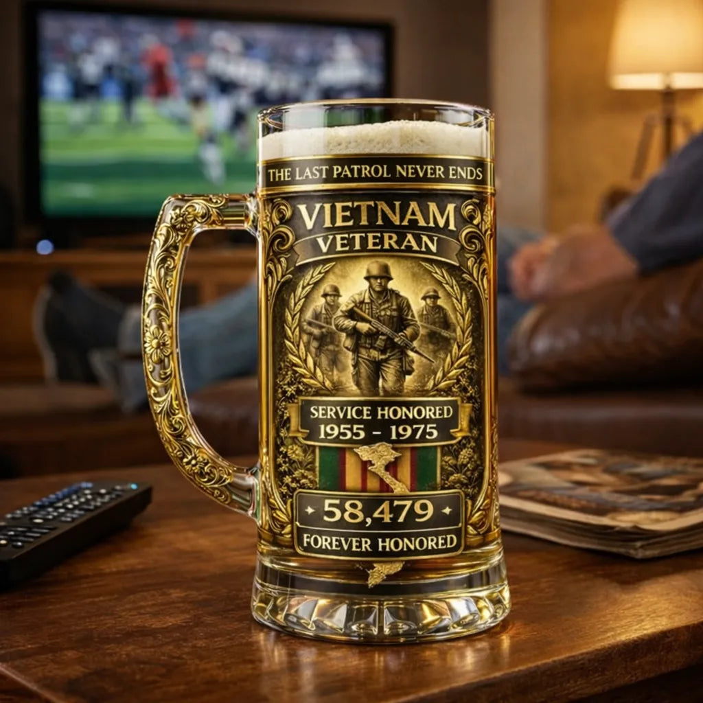 ❤️Vietnam Veteran Anniversary Beer Stein Glass