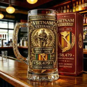 ❤️Vietnam Veteran Anniversary Beer Stein Glass