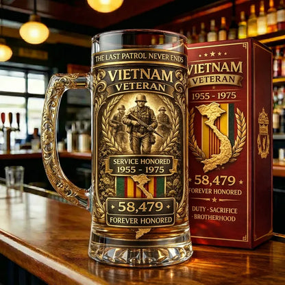 ❤️Vietnam Veteran Anniversary Beer Stein Glass