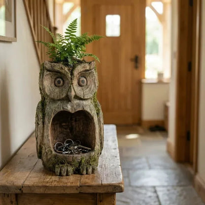 🦉 Rustic Owl Bird Feeder & Planter – Invite Nature to Your Garden
