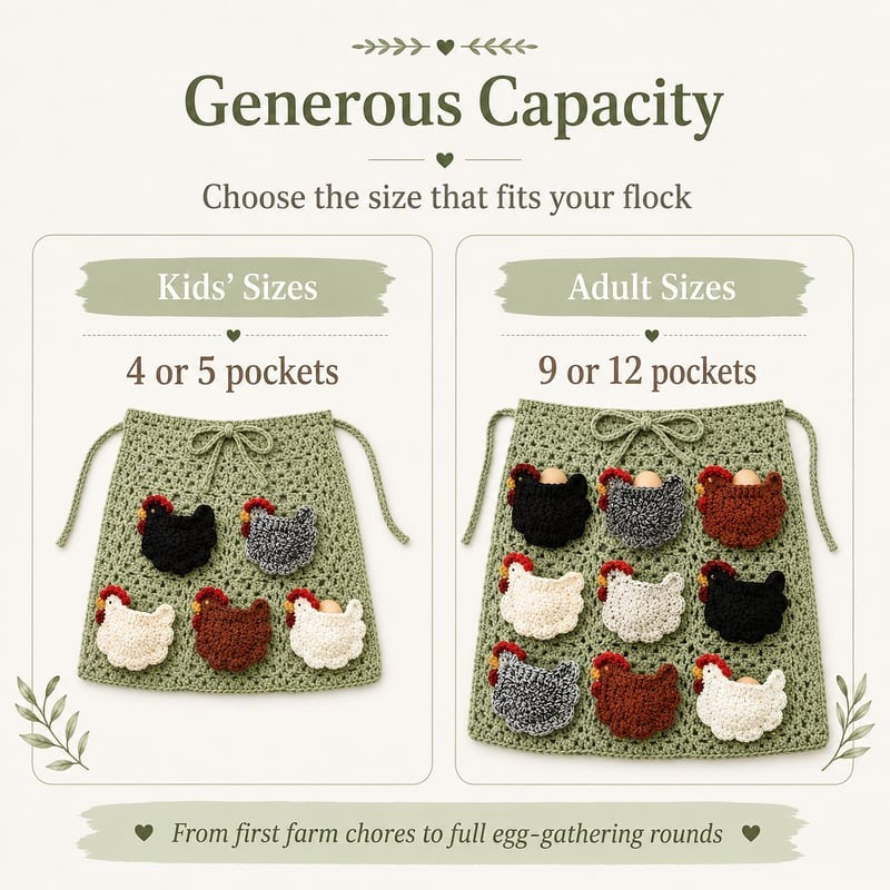 🏆Limited Time Sale 49% OFF🐓🥚 Handmade Crochet Chicken Egg Collecting Apron