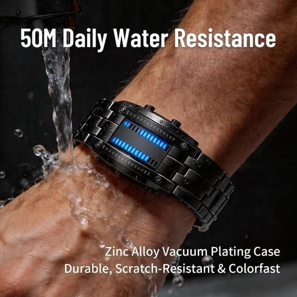 ⌚ 50% OFF NOW! 🤓 Cyberpunk Binary LED Watch – "Only Geeks Get It" – Futuristic, unique & eye-catching with blue LED display 💙