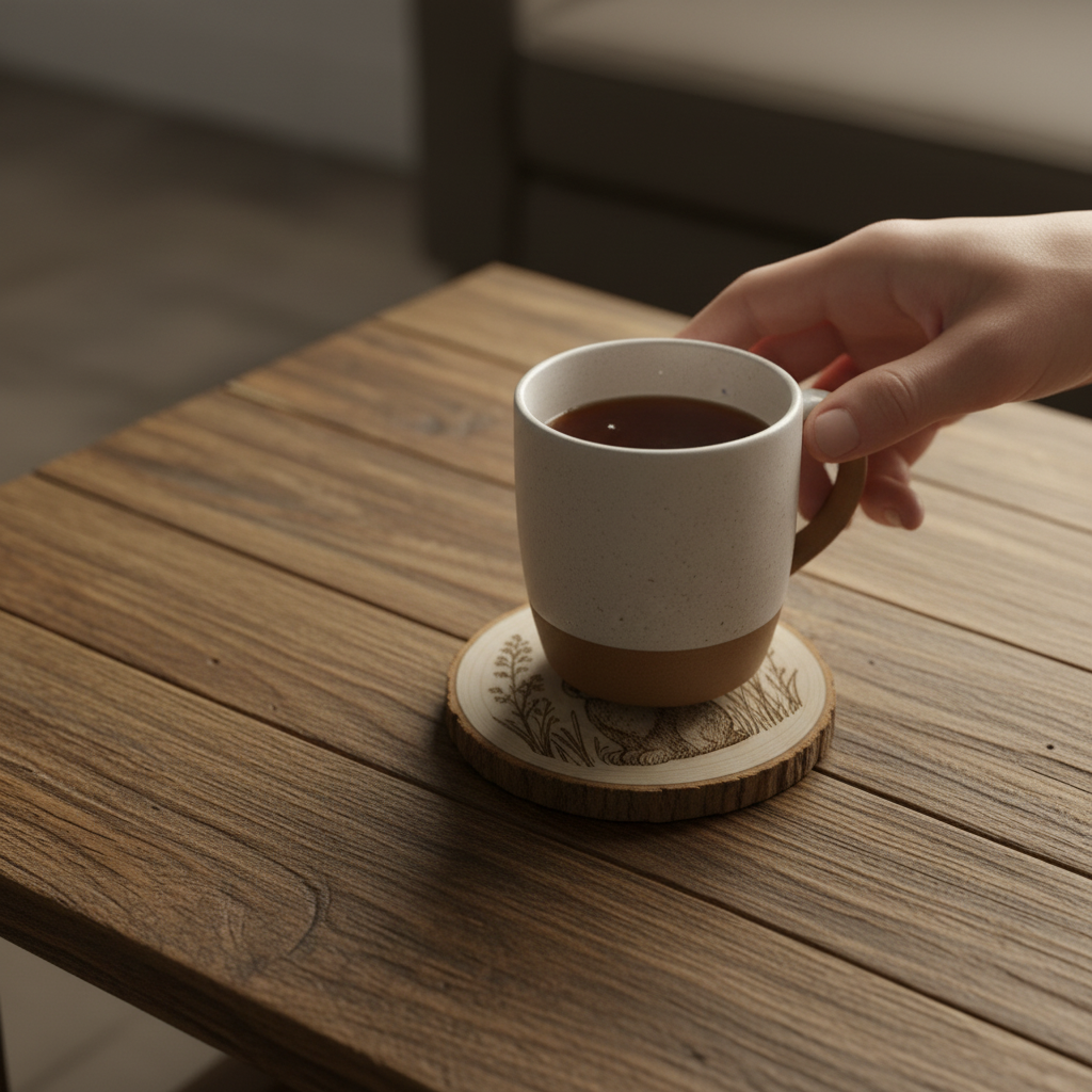 Handcrafted Wooden Animal Coasters Set