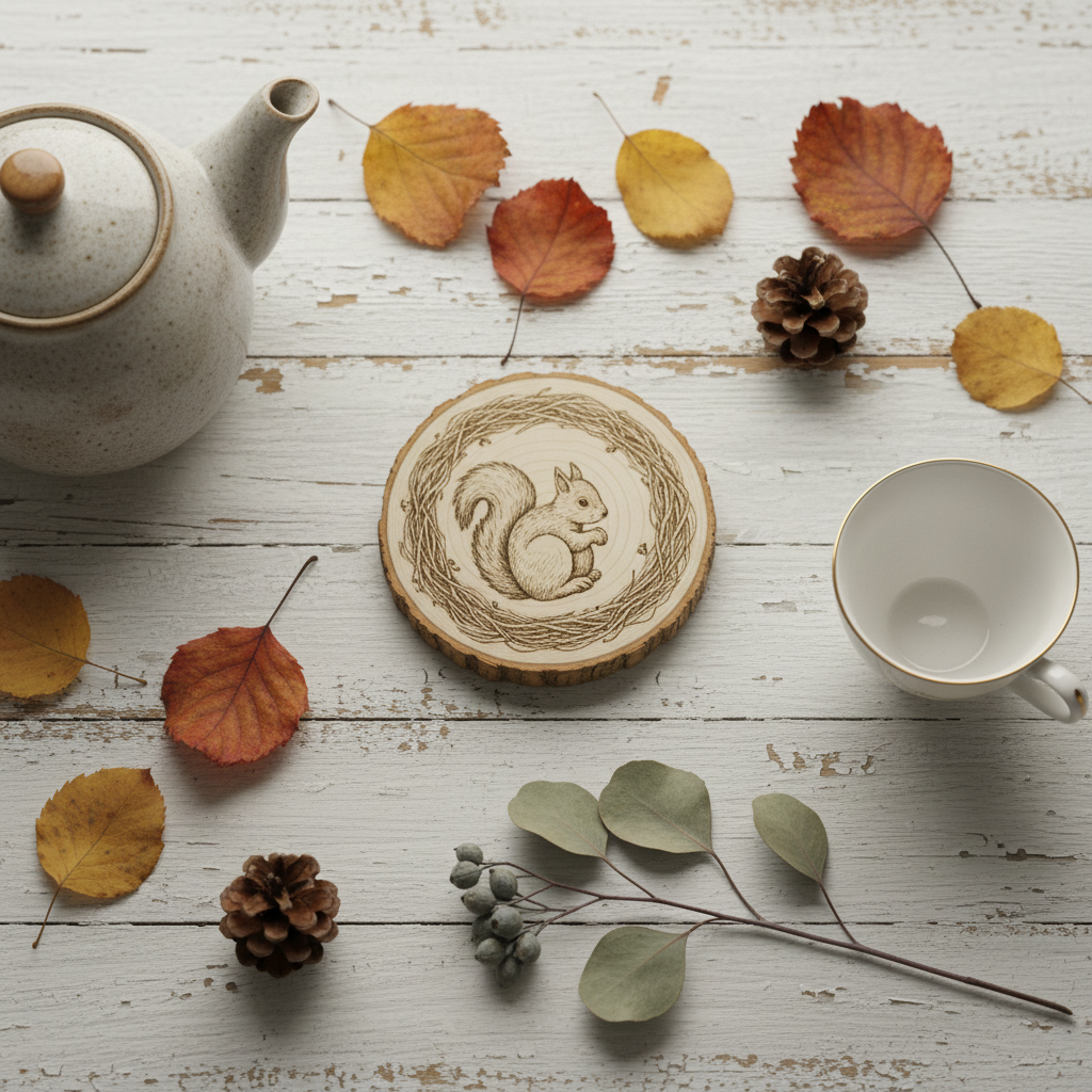 Handcrafted Wooden Animal Coasters Set
