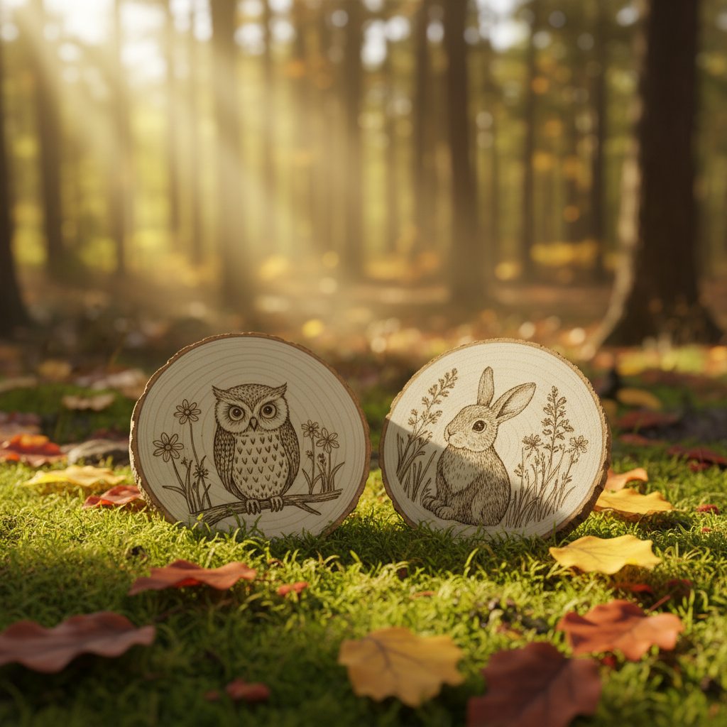 Handcrafted Wooden Animal Coasters Set