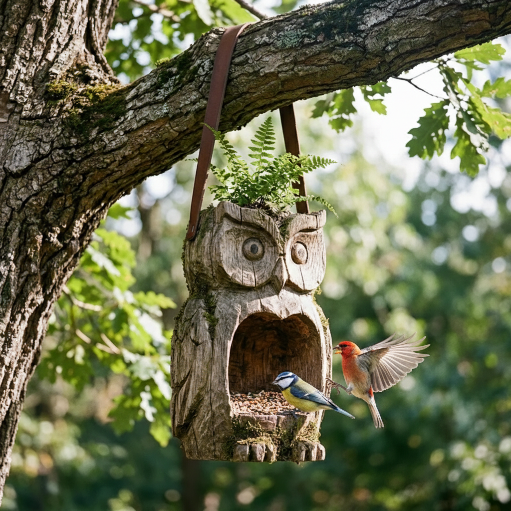 🦉 Rustic Owl Bird Feeder & Planter – Invite Nature to Your Garden