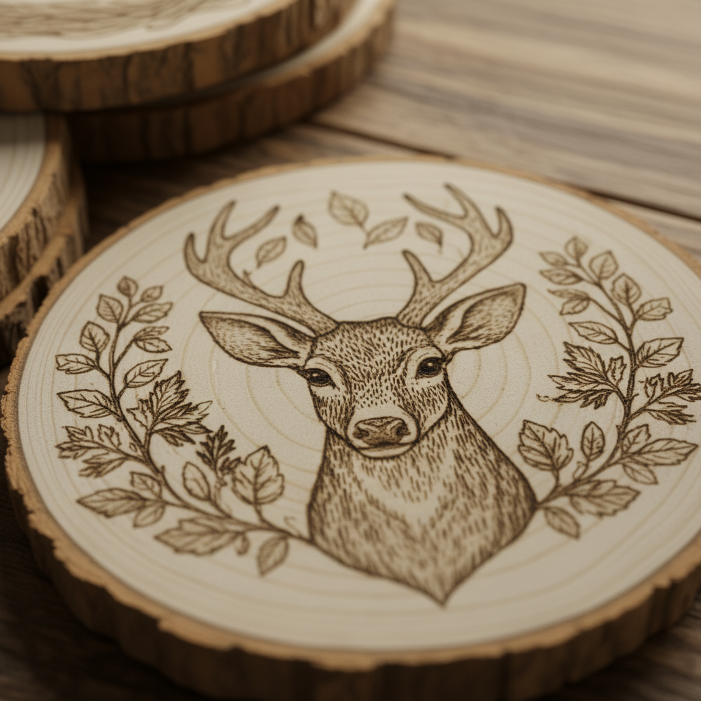 Handcrafted Wooden Animal Coasters Set