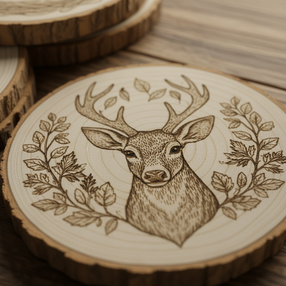 Handcrafted Wooden Animal Coasters Set