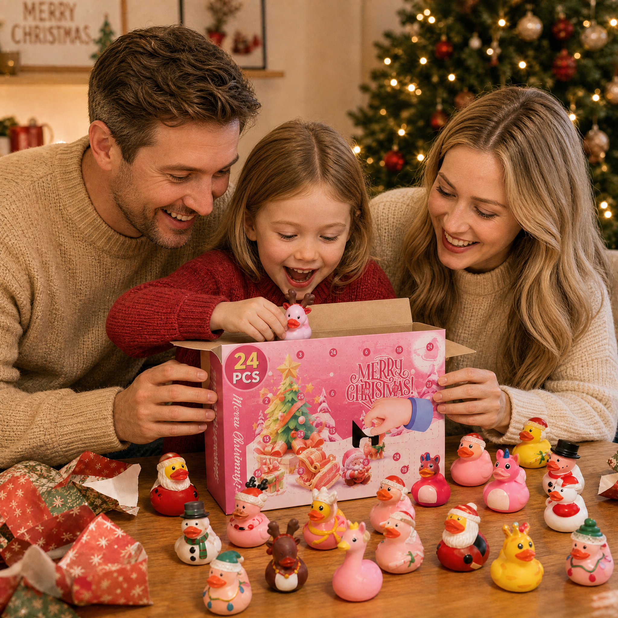 🎅24 Pcs Countdown Christmas Rubber Ducks Advent Calendar