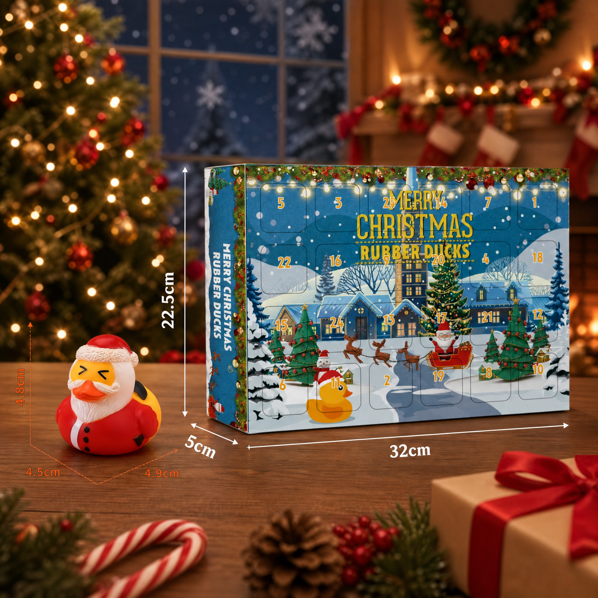🎅24 Pcs Countdown Christmas Rubber Ducks Advent Calendar